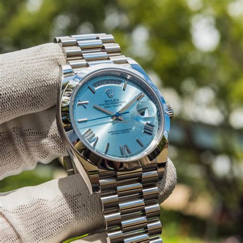 rolex day date platinum ice blue dial price|rolex day date 40 watch.